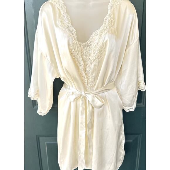 VTG Gold Label Victoria's Secret Satin and Lace Peignoir Set with Tulle Back, M - Picture 1 of 12